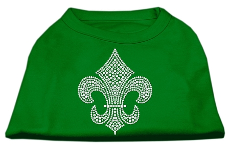 Silver Fleur de Lis Rhinestone Shirts Emerald Green Sm